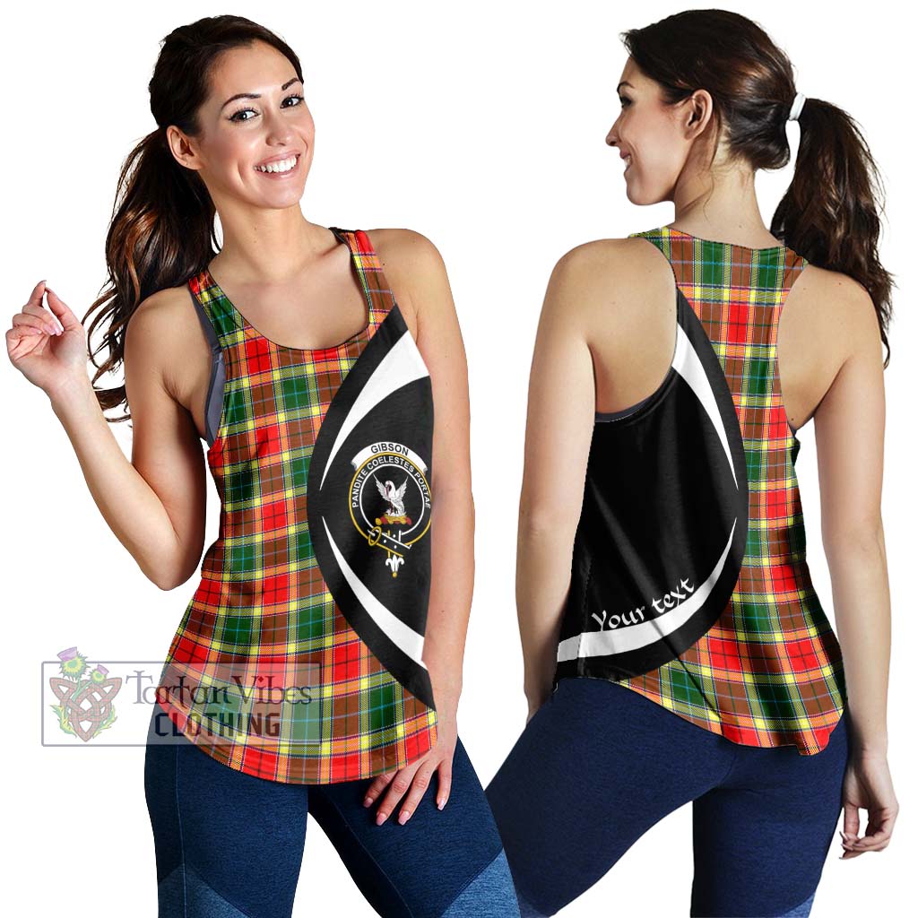 Gibson (Gibbs or Gibsone) Tartan Women's Racerback Tanks with Family Crest Circle Style 4XL - Tartan Vibes Clothing