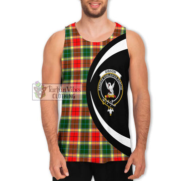 Gibson (Gibbs or Gibsone) Tartan Men's Tank Top with Family Crest Circle Style