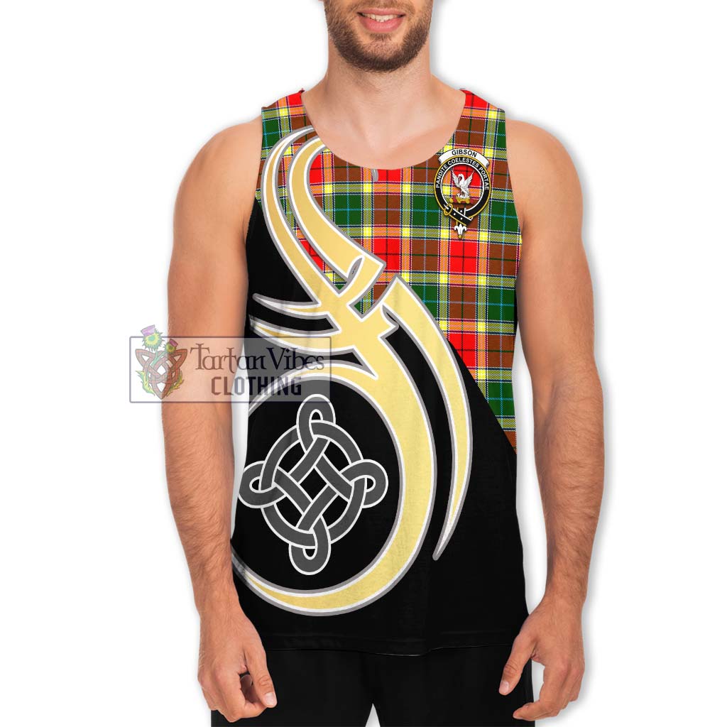 Gibson (Gibbs or Gibsone) Tartan Men's Tank Top with Family Crest and Celtic Symbol Style Men - Tartan Vibes Clothing