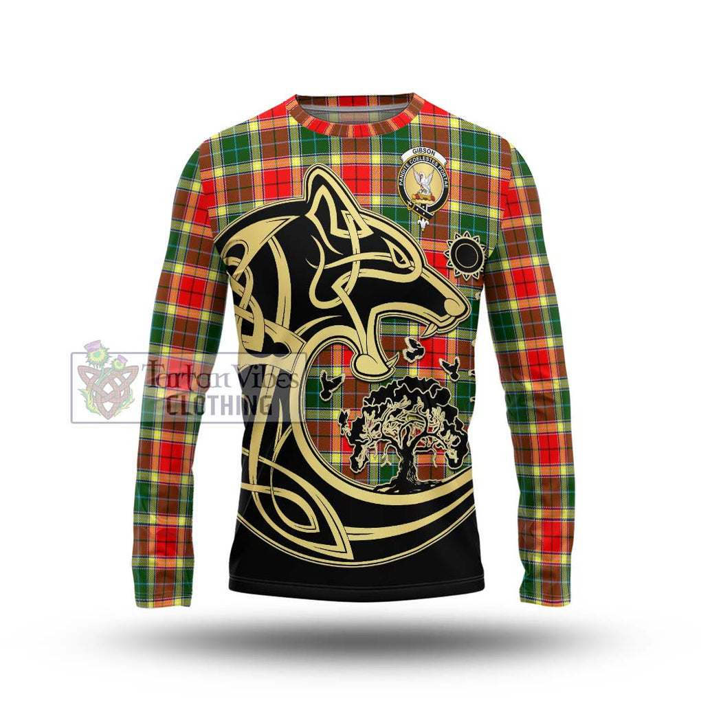 Gibson (Gibbs or Gibsone) Tartan Long Sleeve T-Shirt with Family Crest Celtic Wolf Style Unisex - Tartan Vibes Clothing