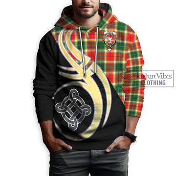 Gibson (Gibbs or Gibsone) Tartan Hoodie with Family Crest and Celtic Symbol Style