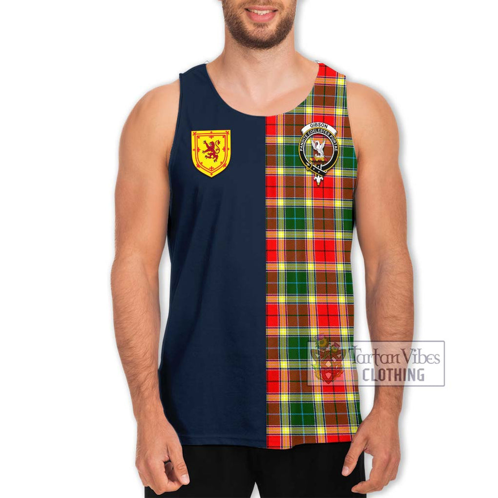 Tartan Vibes Clothing Gibson Tartan Men's Tank Top with Scottish Lion Royal Arm Half Style