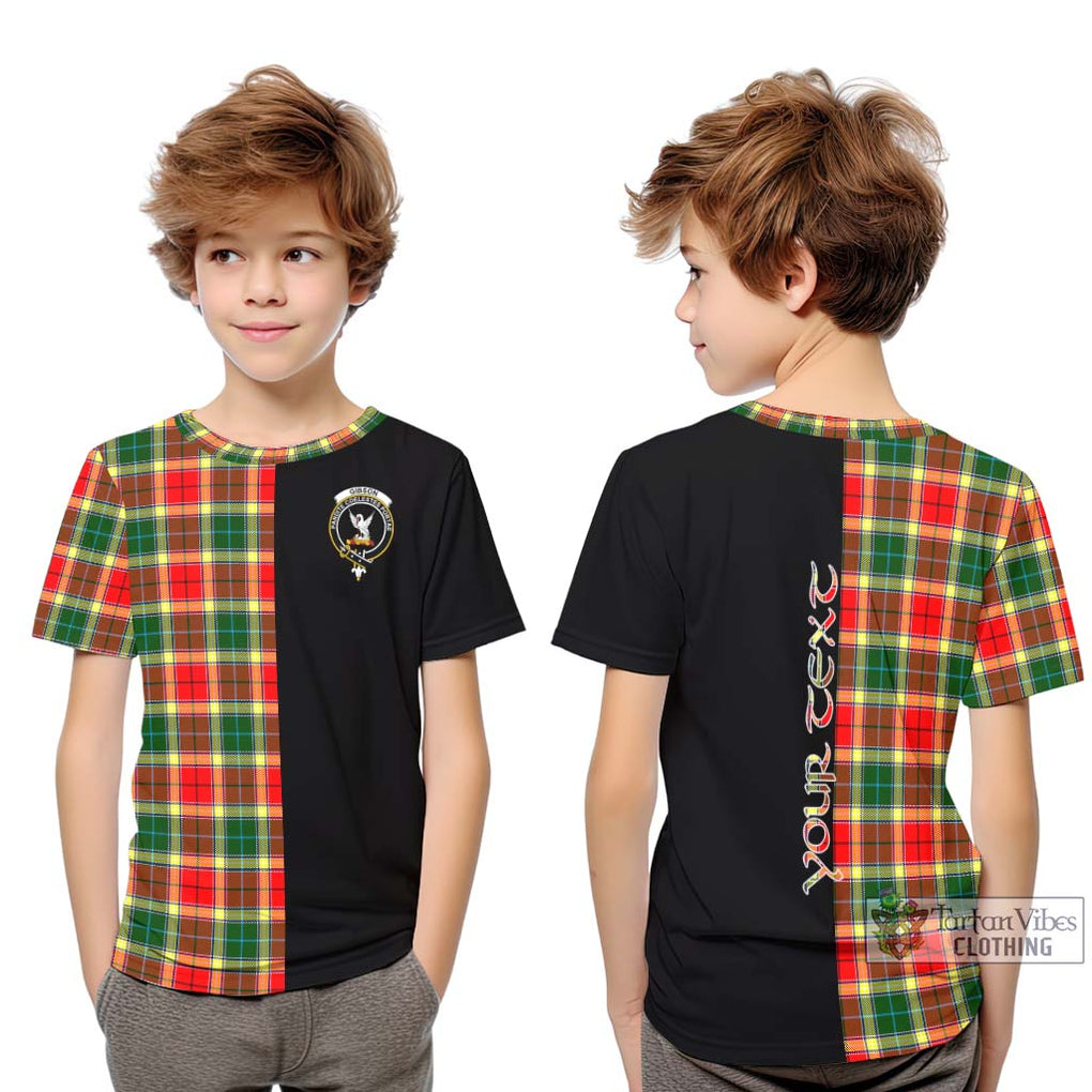 Gibson (Gibbs or Gibsone) Tartan Kid T-Shirt with Family Crest and Half Of Me Style Youth XL Size14 - Tartanvibesclothing Shop