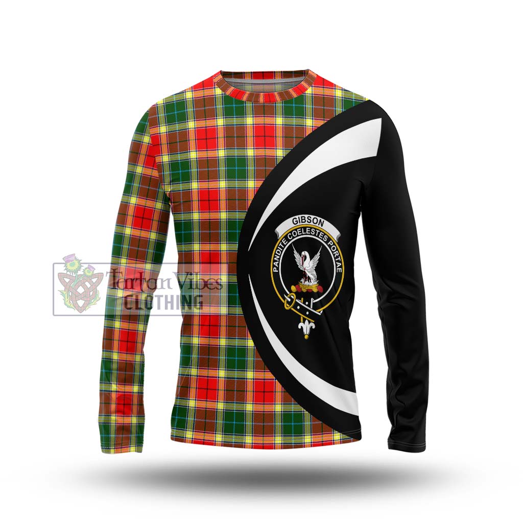 Gibson (Gibbs or Gibsone) Tartan Long Sleeve T-Shirt with Family Crest Circle Style Unisex - Tartan Vibes Clothing