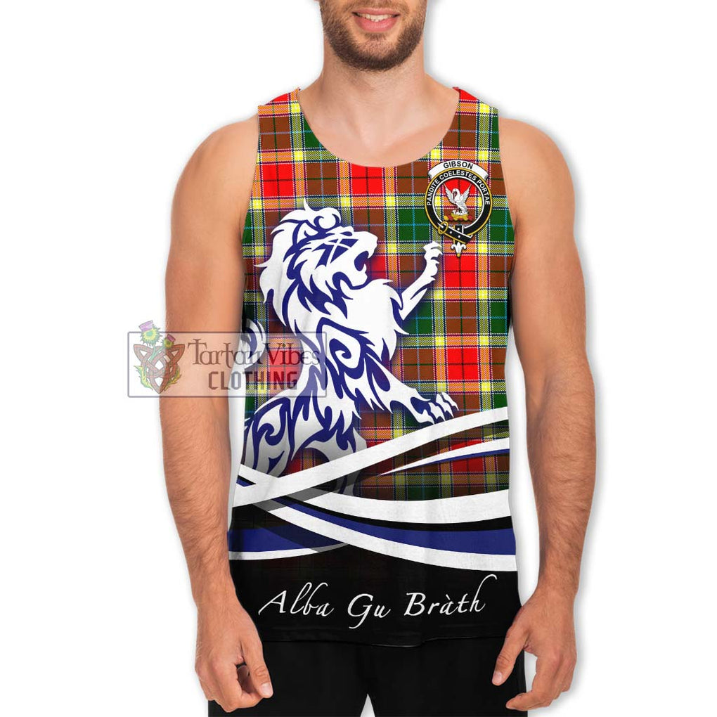 Gibson (Gibbs or Gibsone) Tartan Men's Tank Top with Alba Gu Brath Regal Lion Emblem Men - Tartanvibesclothing Shop