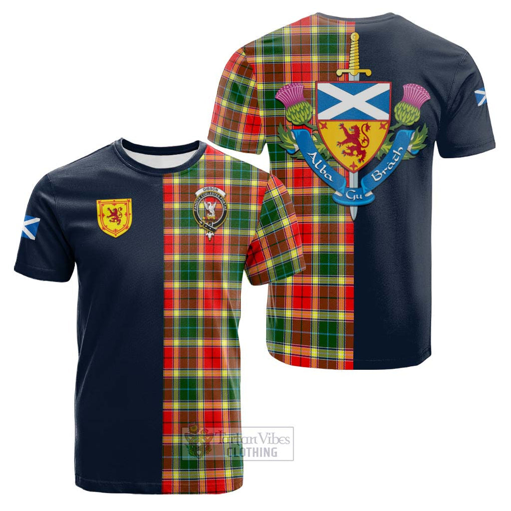 Tartan Vibes Clothing Gibson Tartan Cotton T-shirt with Scottish Lion Royal Arm Half Style