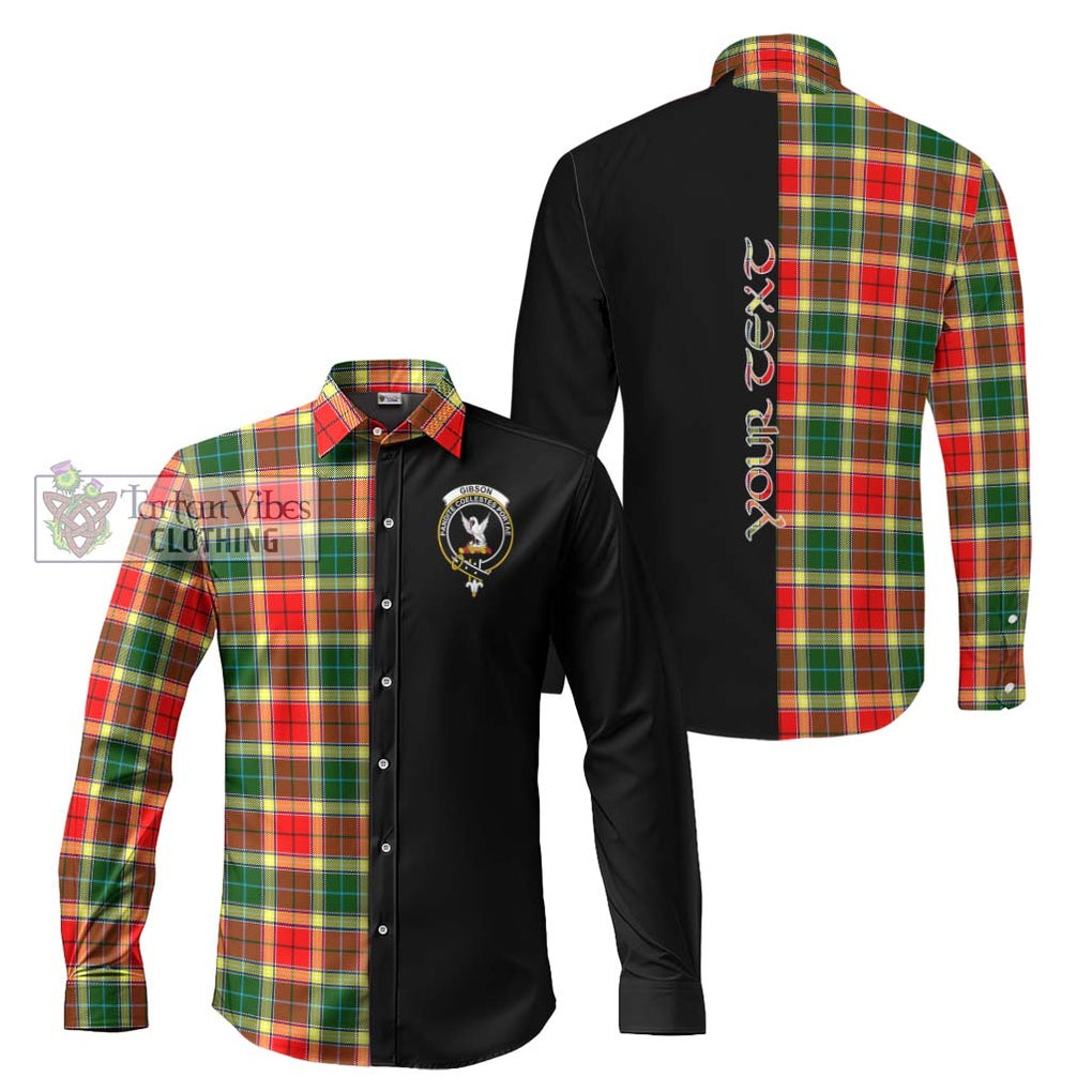 Gibson (Gibbs or Gibsone) Tartan Long Sleeve Button Shirt with Family Crest and Half Of Me Style Men's Shirt S - Tartanvibesclothing Shop