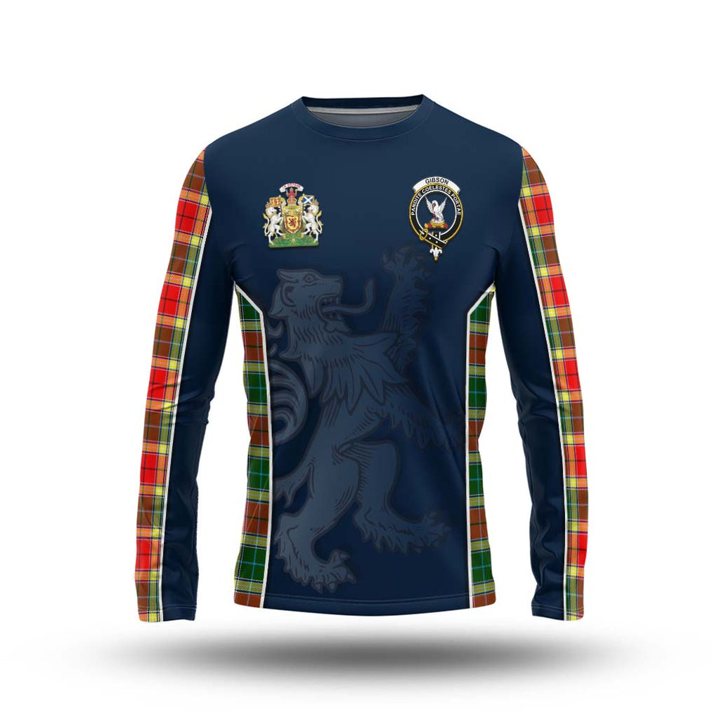 Gibson (Gibbs or Gibsone) Tartan Long Sleeve T-Shirt with Family Crest and Lion Rampant Vibes Sport Style Unisex - Tartan Vibes Clothing