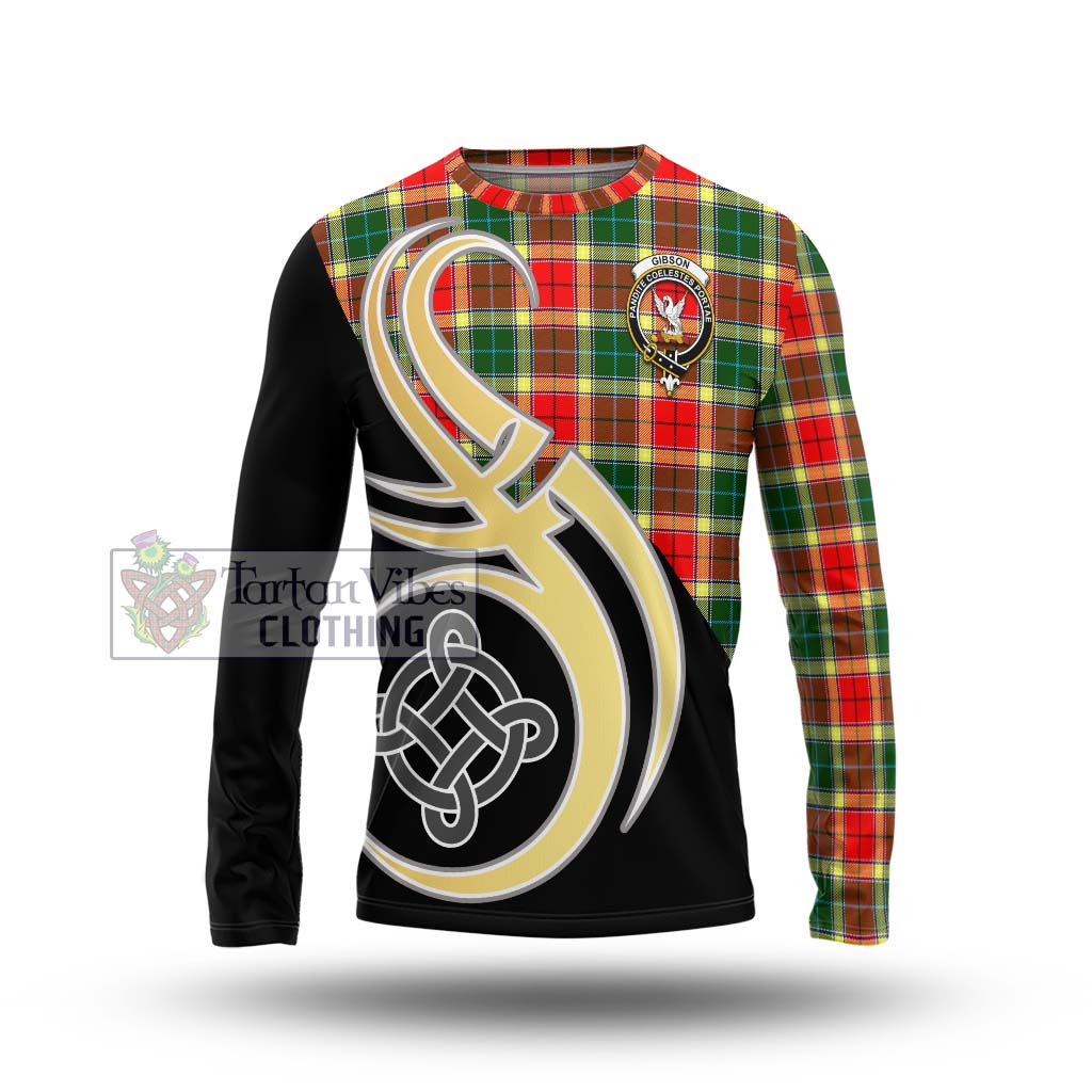 Gibson (Gibbs or Gibsone) Tartan Long Sleeve T-Shirt with Family Crest and Celtic Symbol Style Unisex - Tartan Vibes Clothing