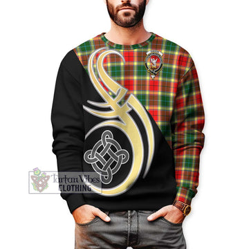 Gibson (Gibbs or Gibsone) Tartan Sweatshirt with Family Crest and Celtic Symbol Style