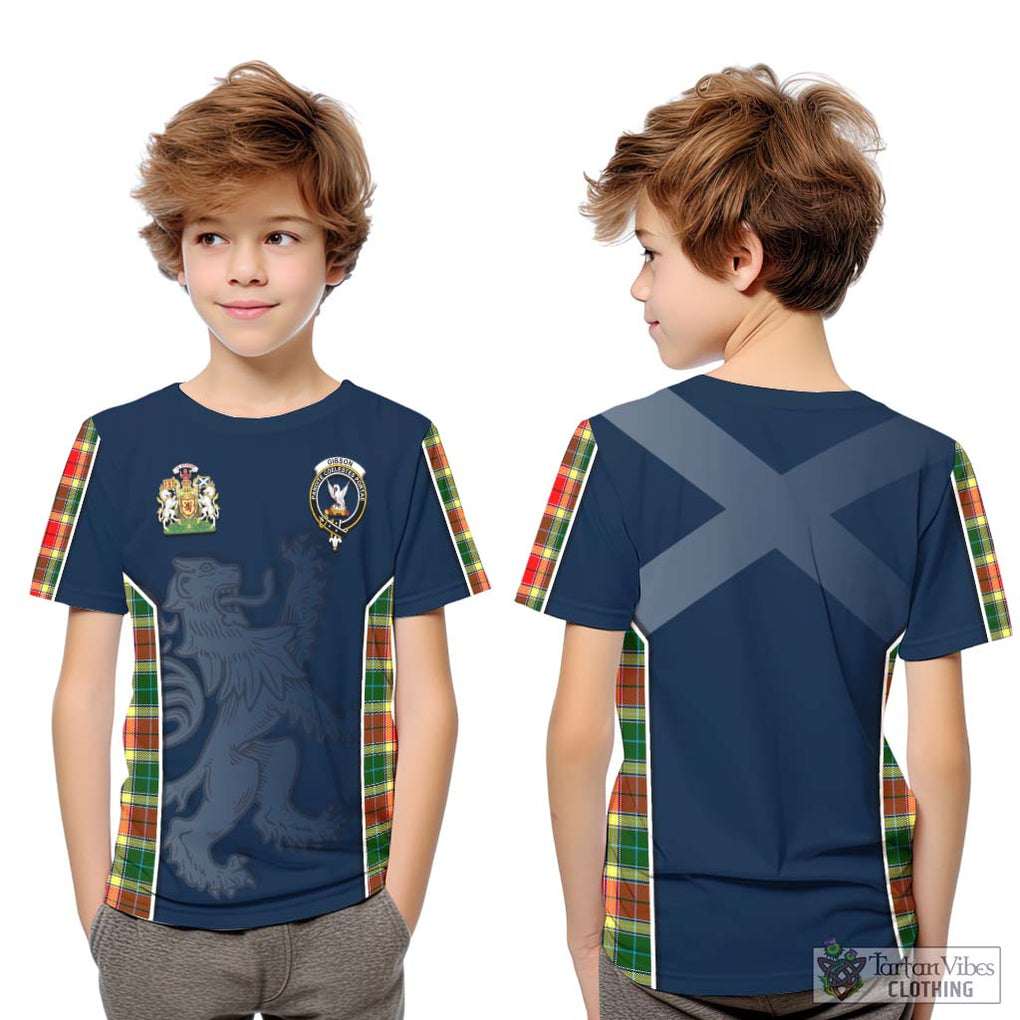 Gibson (Gibbs or Gibsone) Tartan Kid T-Shirt with Family Crest and Lion Rampant Vibes Sport Style Youth XL Size14 - Tartan Vibes Clothing