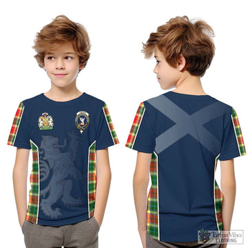 Gibson (Gibbs or Gibsone) Tartan Kid T-Shirt with Family Crest and Lion Rampant Vibes Sport Style