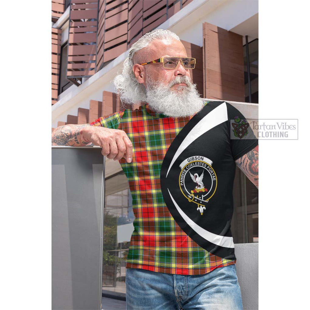 Tartan Vibes Clothing Gibson Tartan Cotton T-shirt with Family Crest Circle Style