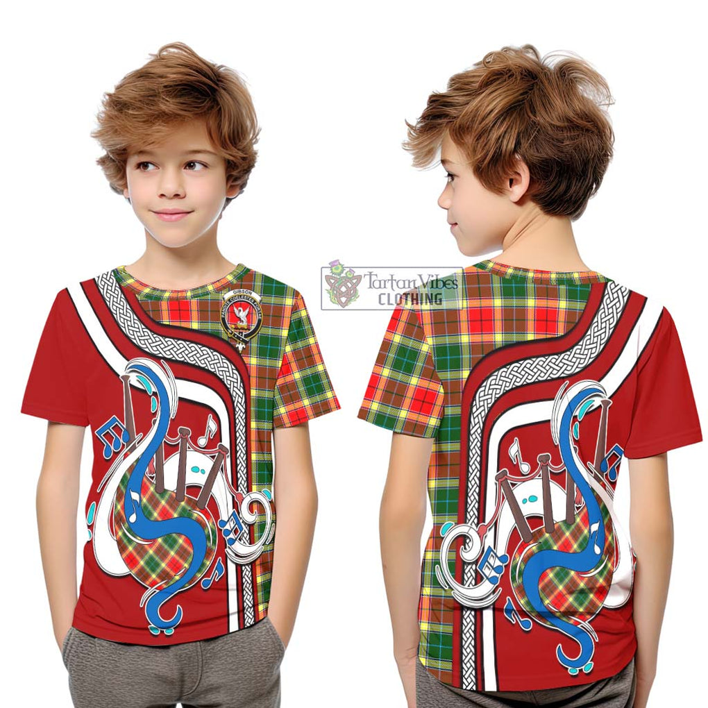 Tartan Vibes Clothing Gibson Tartan Kid T-Shirt with Epic Bagpipe Style