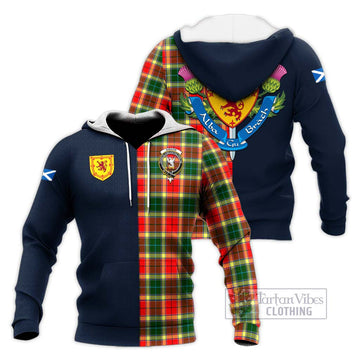 Gibson (Gibbs or Gibsone) Tartan Knitted Hoodie Alba with Scottish Lion Royal Arm Half Style