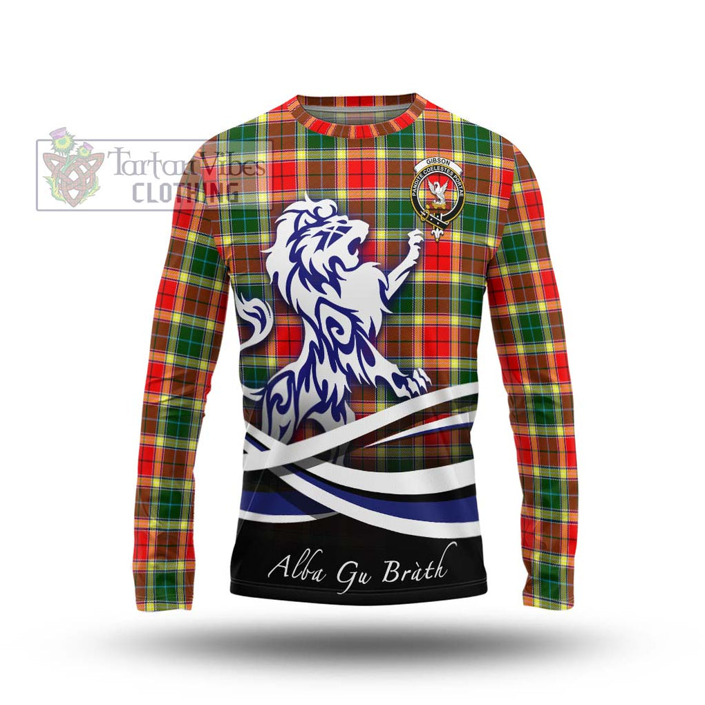 Gibson (Gibbs or Gibsone) Tartan Long Sleeve T-Shirt with Alba Gu Brath Regal Lion Emblem Unisex - Tartanvibesclothing Shop