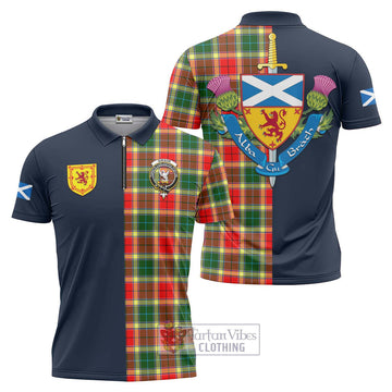 Gibson (Gibbs or Gibsone) Tartan Zipper Polo Shirt Alba with Scottish Lion Royal Arm Half Style