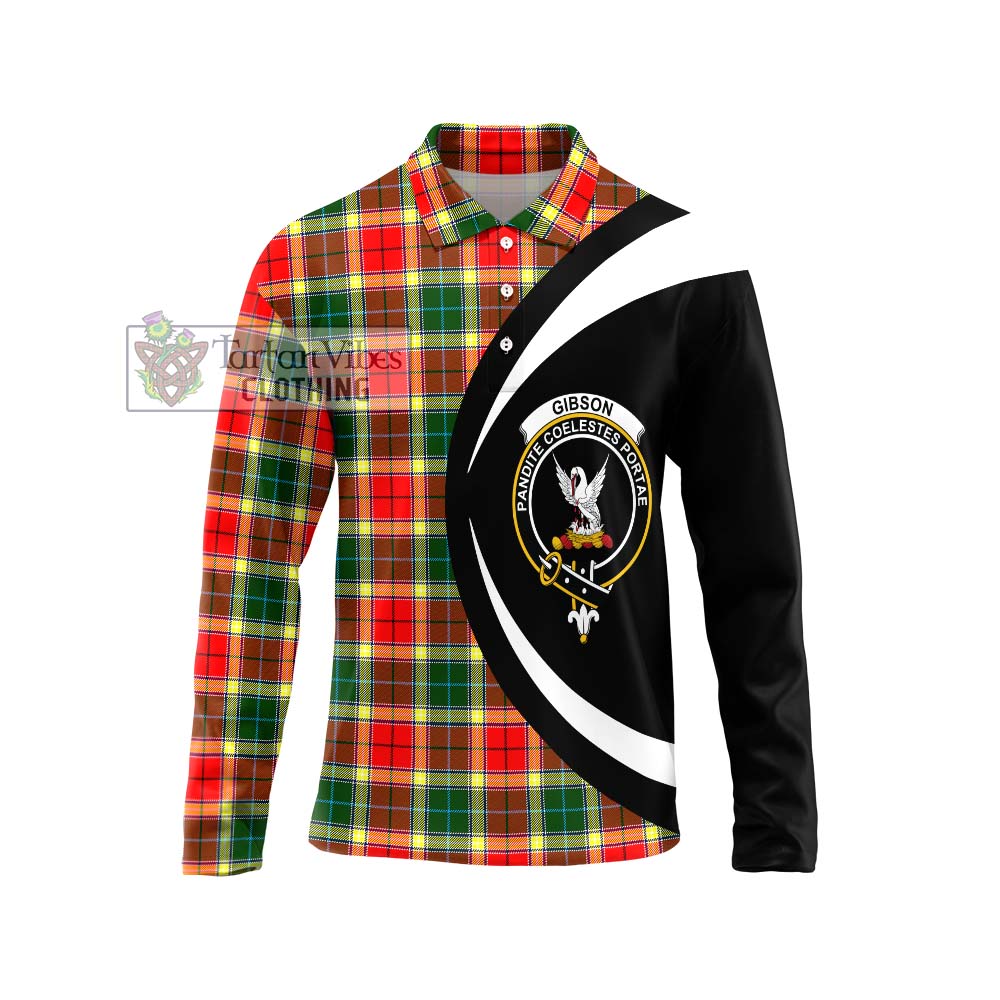 Gibson (Gibbs or Gibsone) Tartan Long Sleeve Polo Shirt with Family Crest Circle Style Unisex - Tartan Vibes Clothing