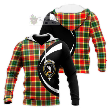 Gibson (Gibbs or Gibsone) Tartan Knitted Hoodie with Family Crest Circle Style