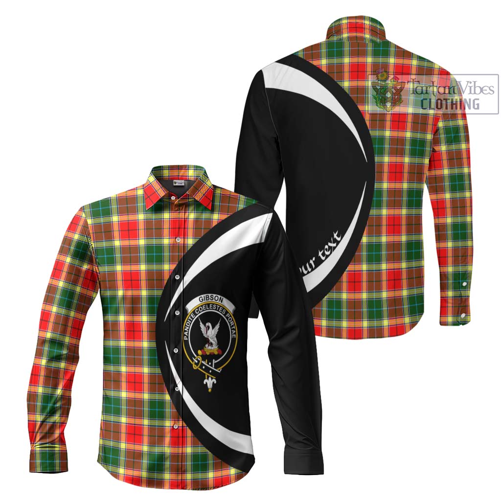 Gibson (Gibbs or Gibsone) Tartan Long Sleeve Button Up with Family Crest Circle Style Men's Shirt S - Tartan Vibes Clothing