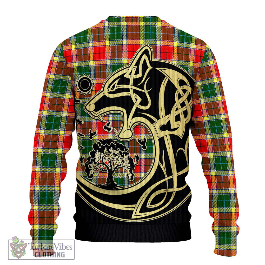 Gibson (Gibbs or Gibsone) Tartan Knitted Sweater with Family Crest Celtic Wolf Style - Tartan Vibes Clothing