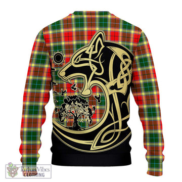 Gibson (Gibbs or Gibsone) Tartan Ugly Sweater with Family Crest Celtic Wolf Style