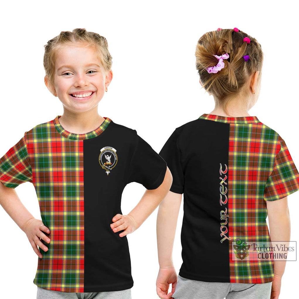 Gibson (Gibbs or Gibsone) Tartan Kid T-Shirt with Family Crest and Half Of Me Style - Tartanvibesclothing Shop