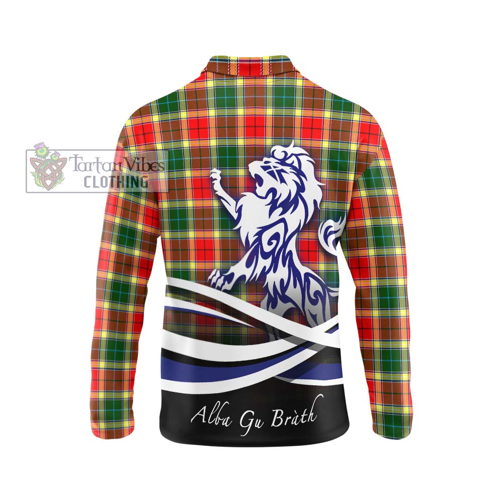 Gibson (Gibbs or Gibsone) Tartan Long Sleeve Polo Shirt with Alba Gu Brath Regal Lion Emblem - Tartanvibesclothing Shop