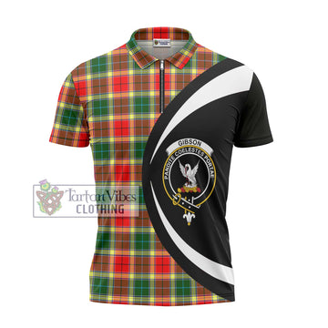 Gibson (Gibbs or Gibsone) Tartan Zipper Polo Shirt with Family Crest Circle Style