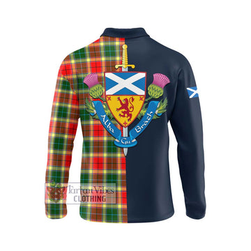 Gibson (Gibbs or Gibsone) Tartan Long Sleeve Polo Shirt Alba with Scottish Lion Royal Arm Half Style