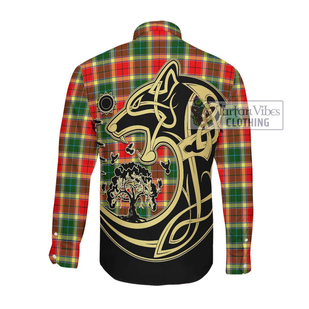 Gibson (Gibbs or Gibsone) Tartan Long Sleeve Button Shirt with Family Crest Celtic Wolf Style Men's Shirt - Tartan Vibes Clothing