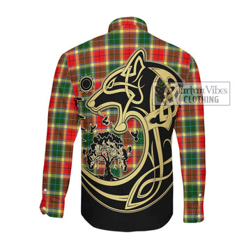 Gibson (Gibbs or Gibsone) Tartan Long Sleeve Button Shirt with Family Crest Celtic Wolf Style