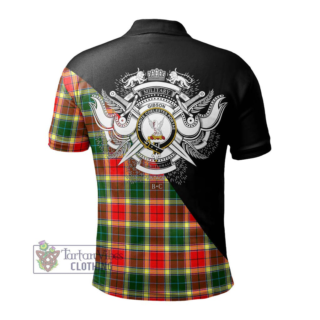 Gibson (Gibbs or Gibsone) Tartan Polo Shirt with Family Crest and Military Logo Style - Tartanvibesclothing Shop