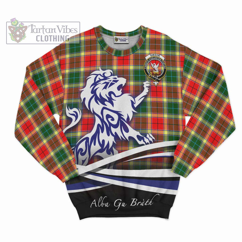 Gibson (Gibbs or Gibsone) Tartan Sweatshirt with Alba Gu Brath Regal Lion Emblem - Tartanvibesclothing Shop