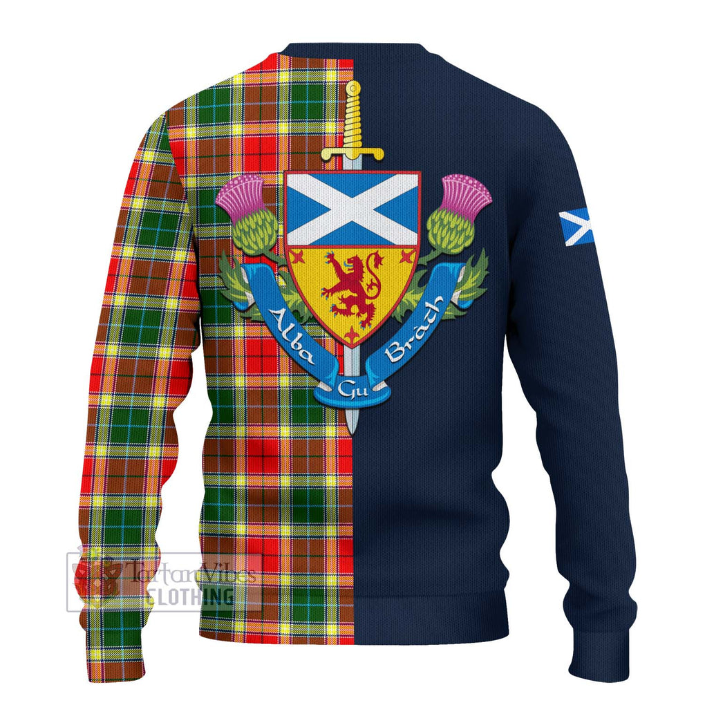 Tartan Vibes Clothing Gibson Tartan Knitted Sweater with Scottish Lion Royal Arm Half Style