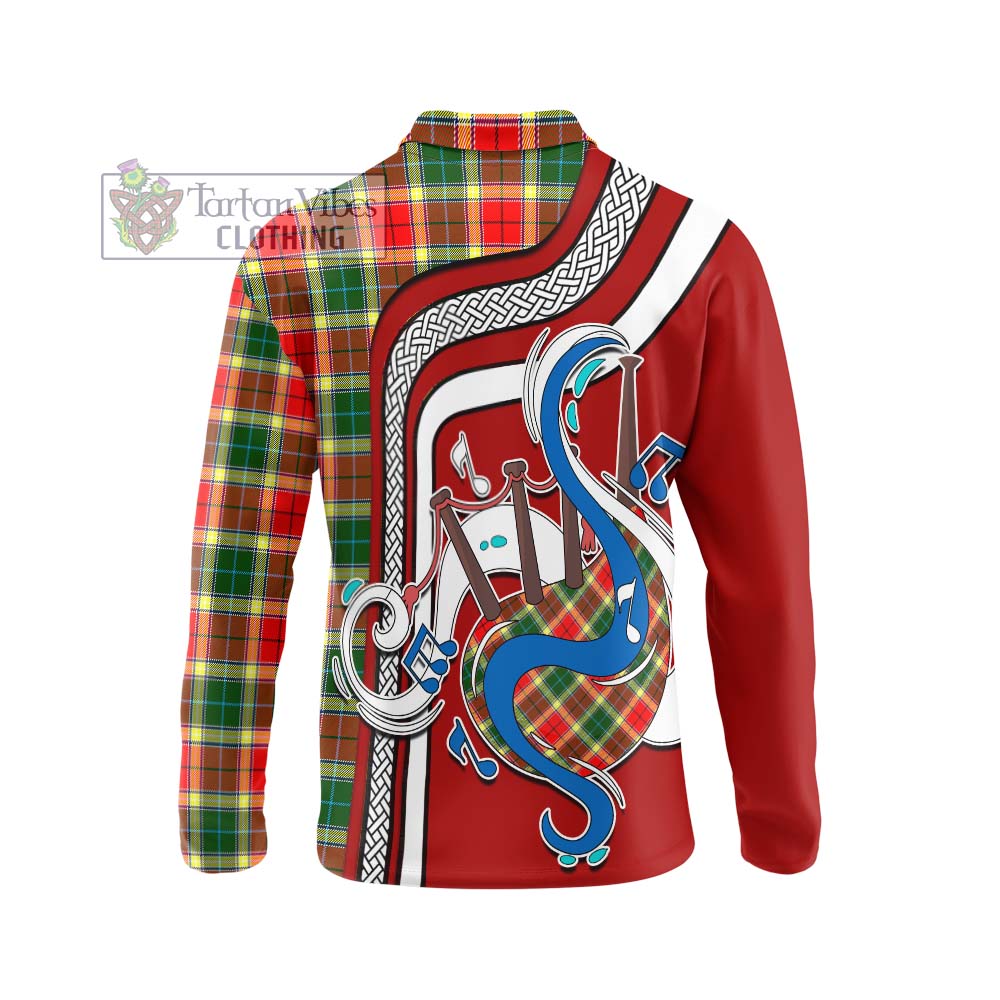 Tartan Vibes Clothing Gibson Tartan Long Sleeve Polo Shirt with Epic Bagpipe Style