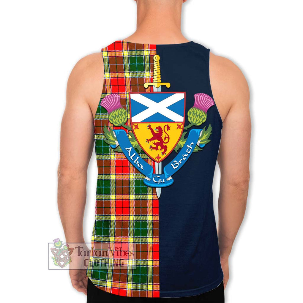 Tartan Vibes Clothing Gibson Tartan Men's Tank Top with Scottish Lion Royal Arm Half Style