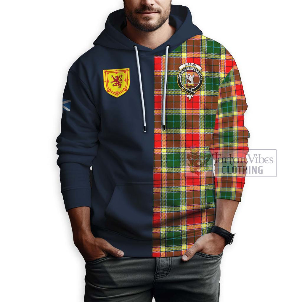 Tartan Vibes Clothing Gibson Tartan Hoodie with Scottish Lion Royal Arm Half Style