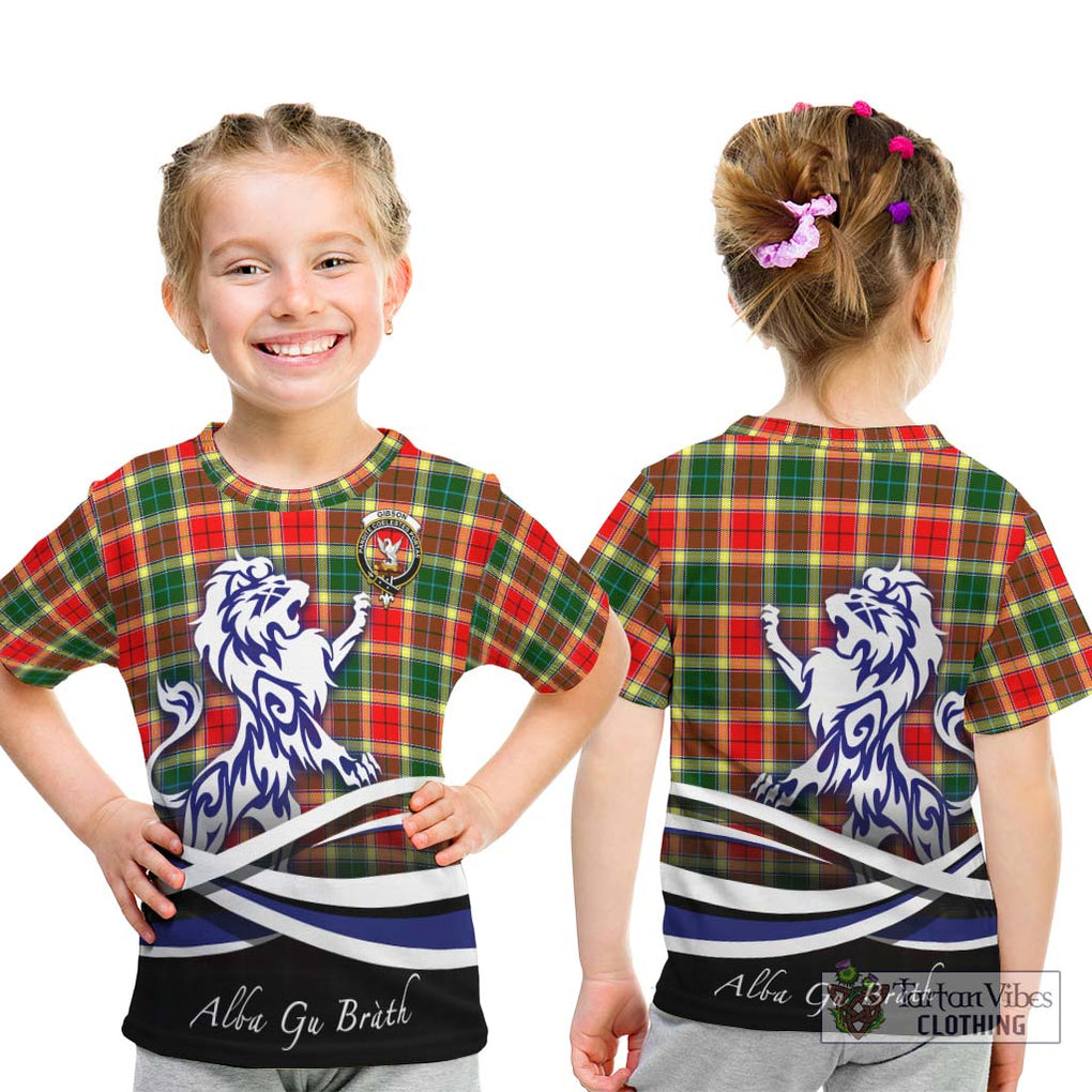 Gibson (Gibbs or Gibsone) Tartan Kid T-Shirt with Alba Gu Brath Regal Lion Emblem - Tartanvibesclothing Shop