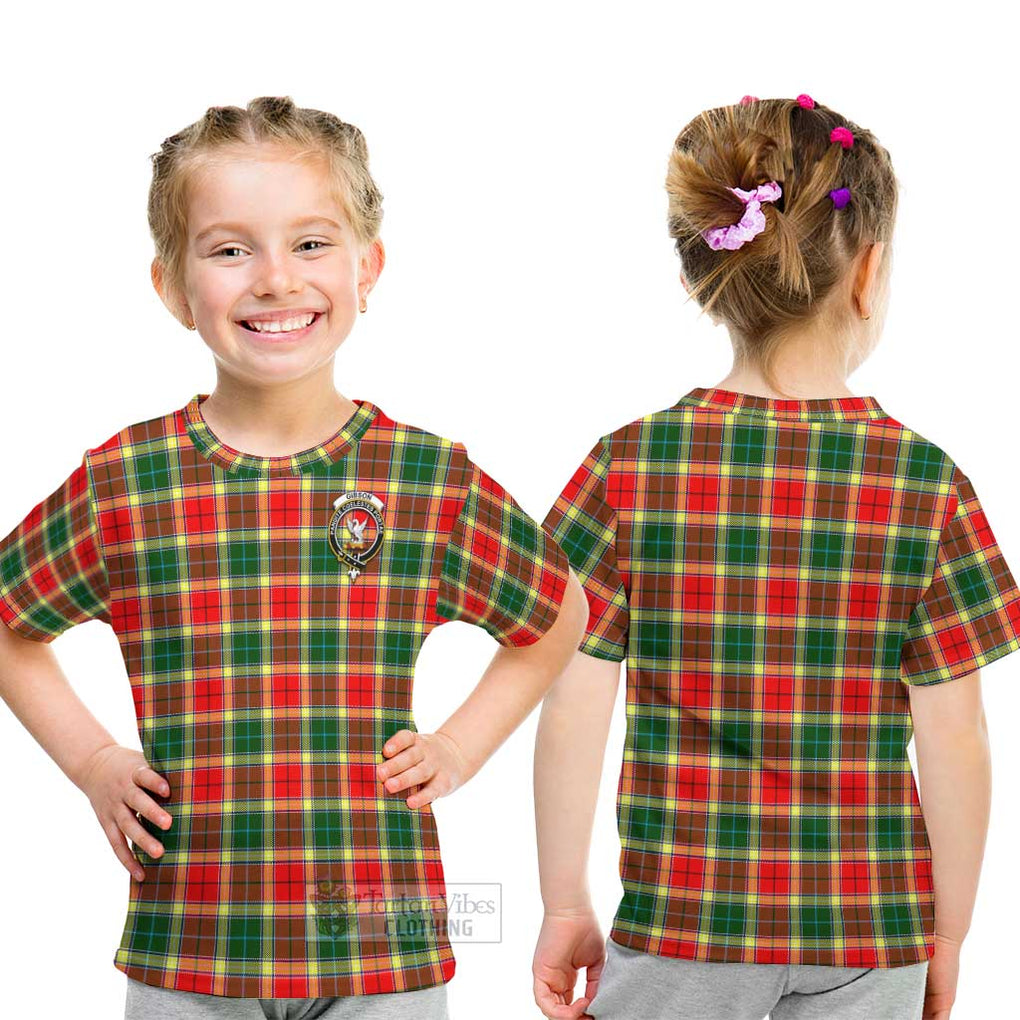 Gibson (Gibbs or Gibsone) Tartan Kid T-Shirt with Family Crest - Tartanvibesclothing Shop