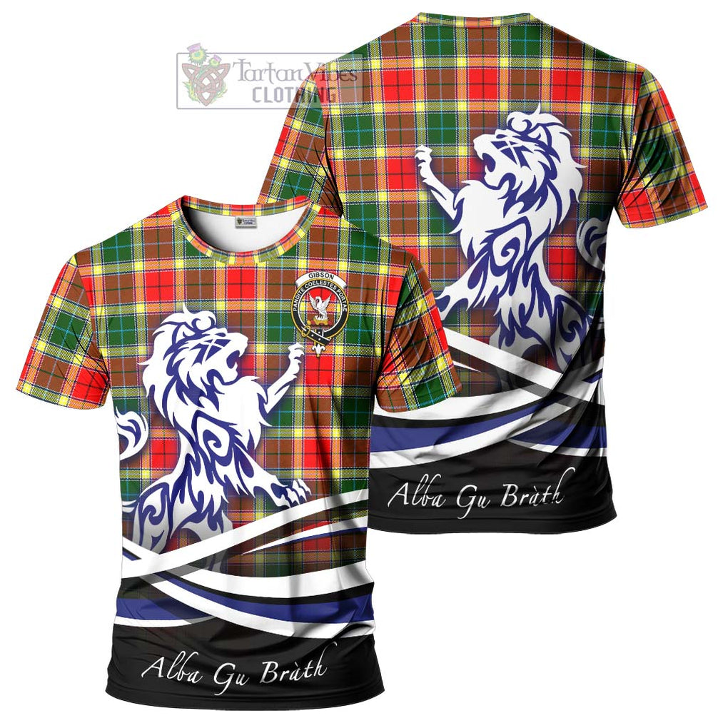 Tartan Vibes Clothing Gibson Tartan Cotton T-shirt with Alba Gu Brath Regal Lion Emblem