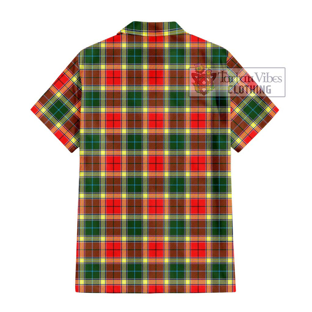 Gibson (Gibbs or Gibsone) Tartan Short Sleeve Button Shirt with Family Crest DNA In Me Style - Tartanvibesclothing Shop