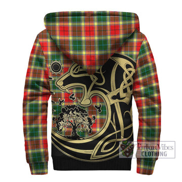 Gibson (Gibbs or Gibsone) Tartan Sherpa Hoodie with Family Crest Celtic Wolf Style