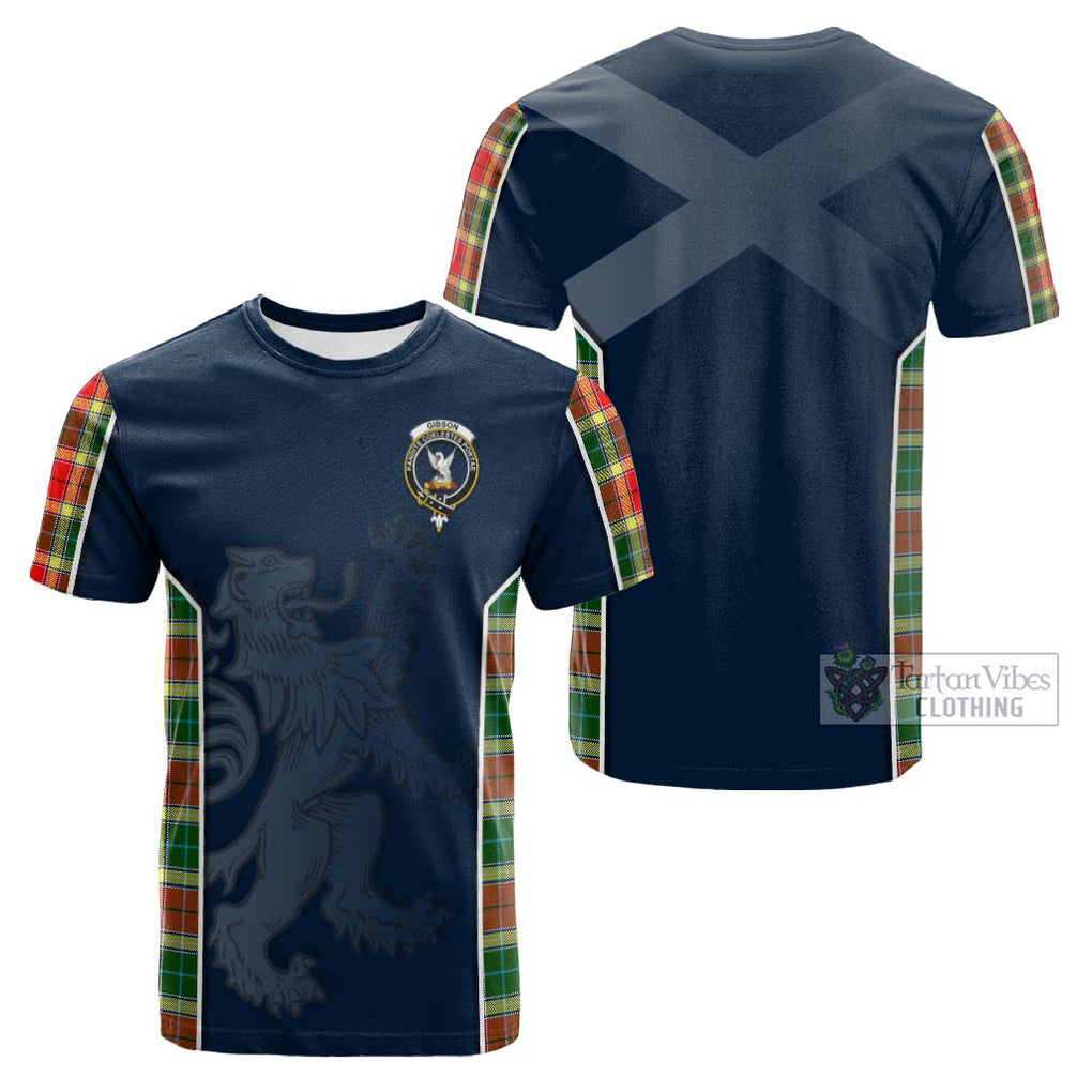 Tartan Vibes Clothing Gibson Tartan Cotton T-shirt with Family Crest and Lion Rampant Vibes Sport Style