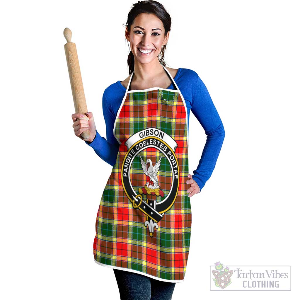 Gibson (Gibbs or Gibsone) Tartan Apron with Family Crest White - Tartan Vibes Clothing