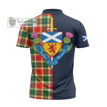 Gibson (Gibbs or Gibsone) Tartan Zipper Polo Shirt Alba with Scottish Lion Royal Arm Half Style