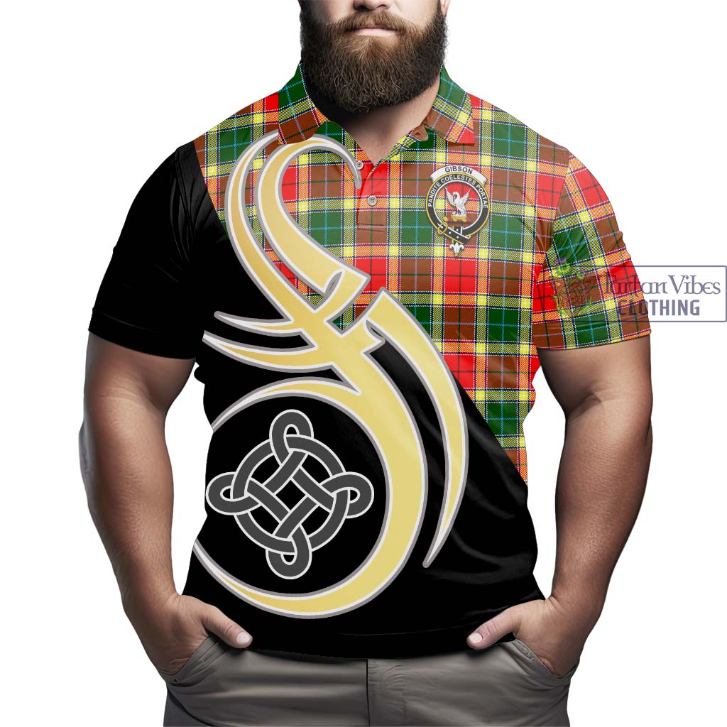 Tartan Vibes Clothing Gibson Tartan Polo Shirt with Family Crest and Celtic Symbol Style