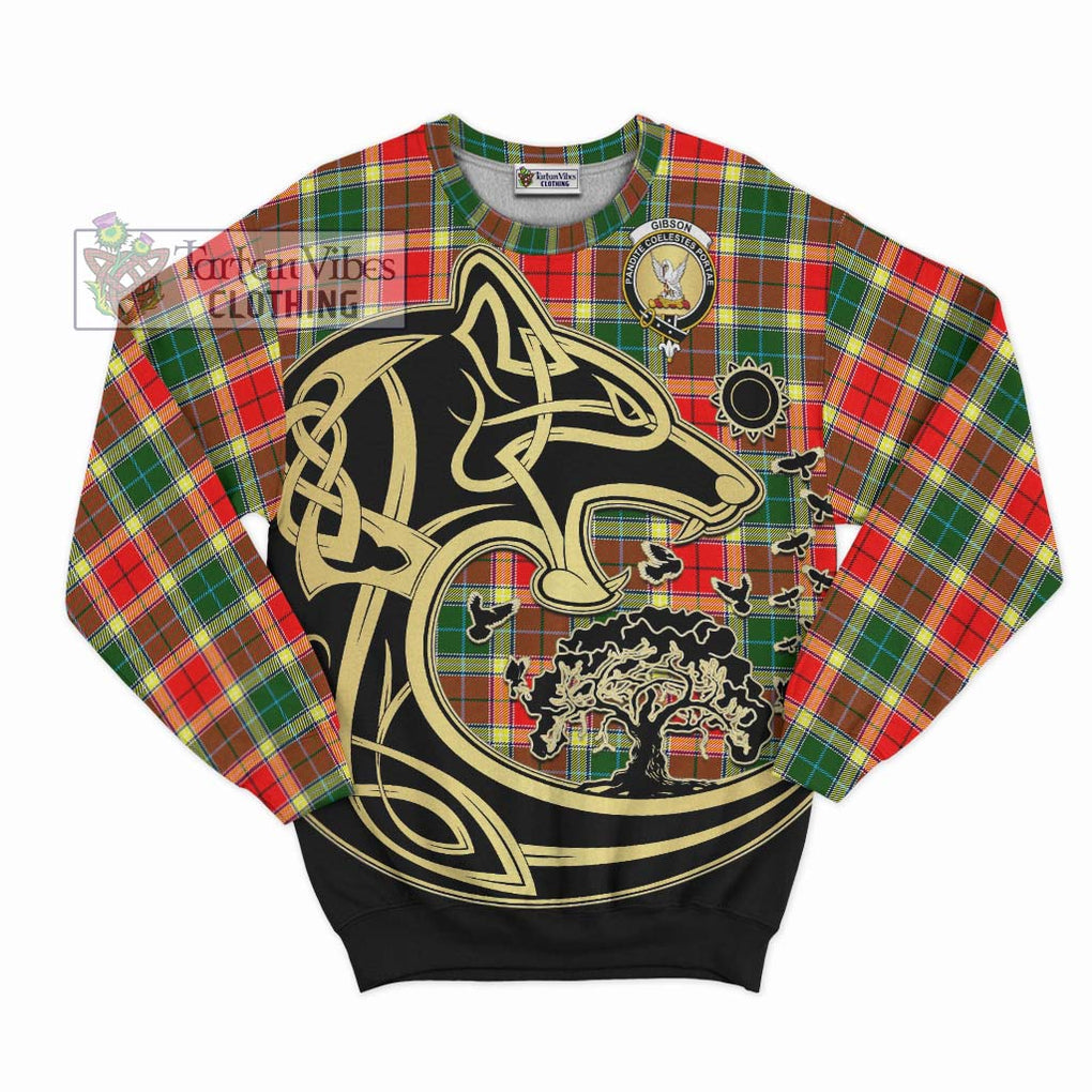 Gibson (Gibbs or Gibsone) Tartan Sweatshirt with Family Crest Celtic Wolf Style - Tartan Vibes Clothing