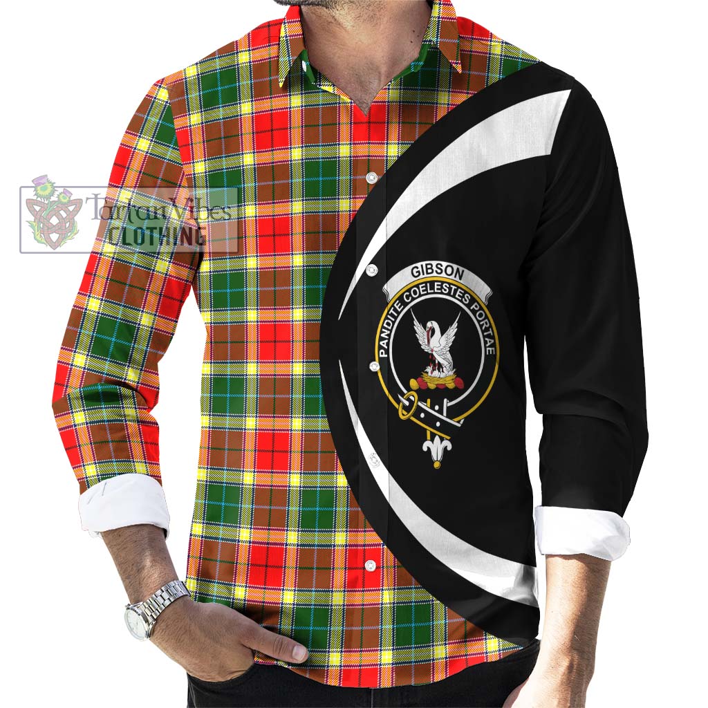 Gibson (Gibbs or Gibsone) Tartan Long Sleeve Button Up with Family Crest Circle Style - Tartan Vibes Clothing