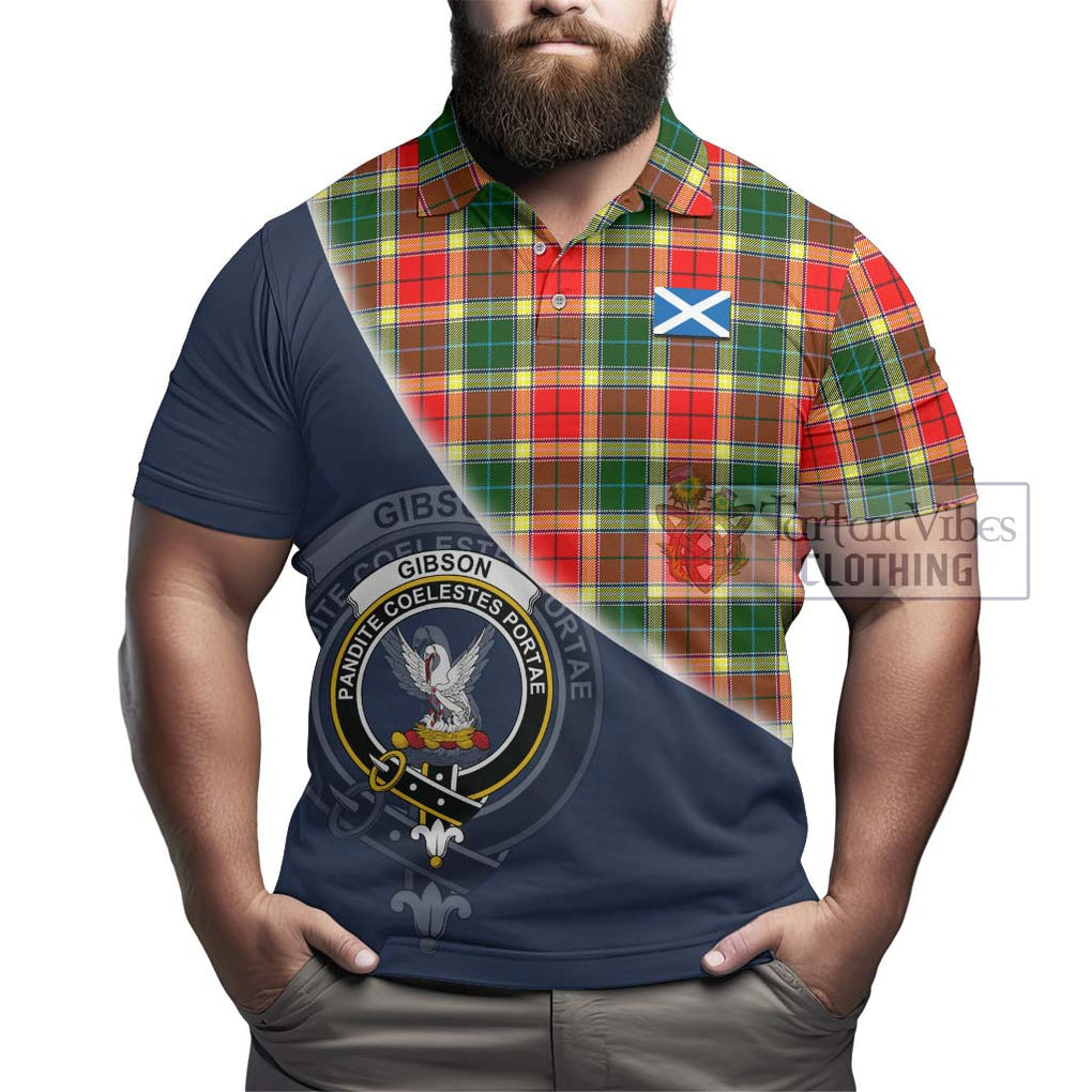 Gibson (Gibbs or Gibsone) Tartan Polo Shirt with Personalised National Flag and Family Crest Half Style - Tartanvibesclothing Shop